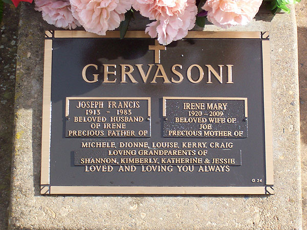 JOSEPH FRANCIS GERVASONI