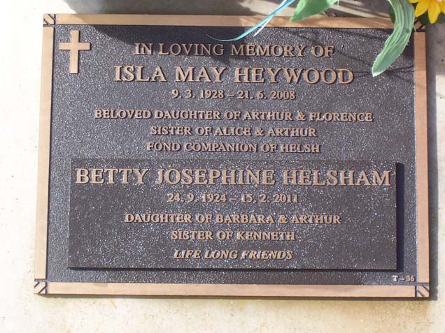 BETTY JOSEPHINE Miss HELSHAM