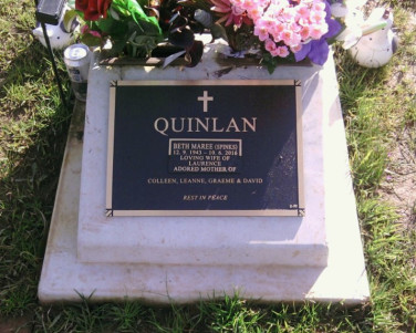 Headstone for Beth Maree Quinlan, Benalla Cemetery, Victoria BETH MAREE QUINLAN