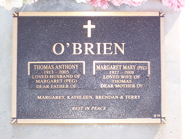 MARGARET MARY (PEG) O'BRIEN